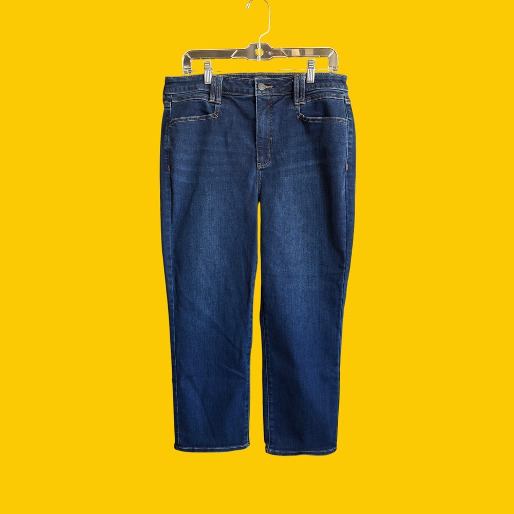 NYDJ Dark Wash‎ Straight Leg Jeans High Rise Denim Blue Womens 10 35x28